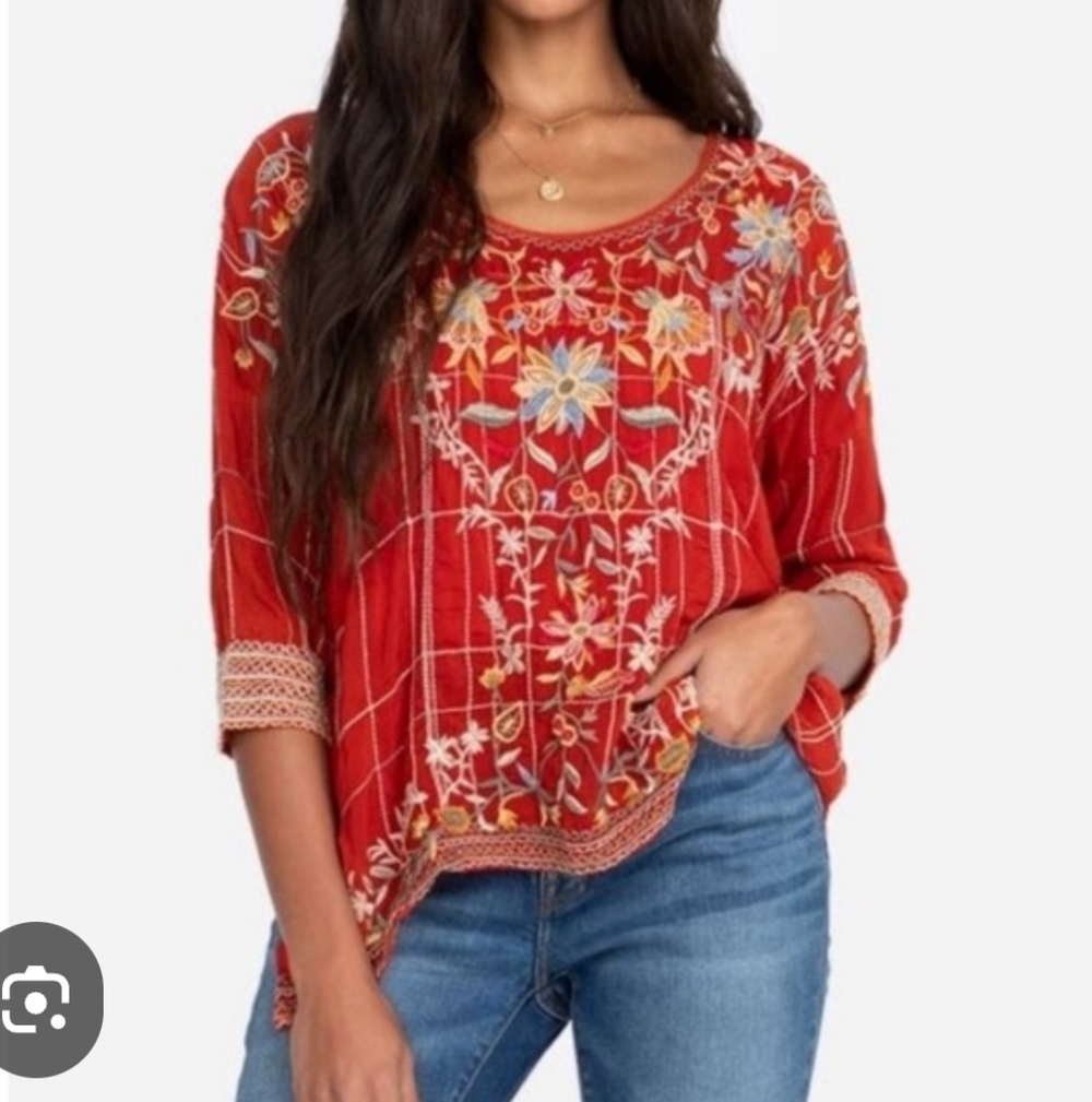 Johnny Was Embroidered Tunic Top